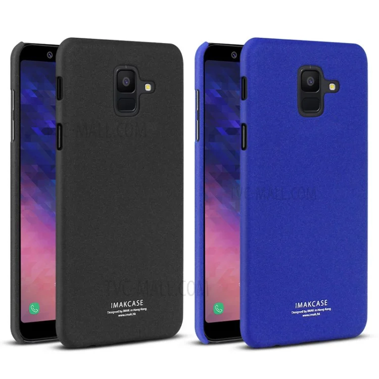 Custodia Per PC IMAK Cowboy Shok Con Supporto Per Anelli + Film Per lo Schermo Per Samsung Galaxy A6 (2018) - Nero Opaco