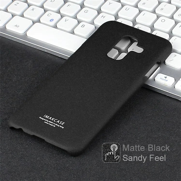 IMAK Cowboy Shell PC Case with Ring Stand + Screen Film for Samsung Galaxy A6+ (2018) - Matte Black