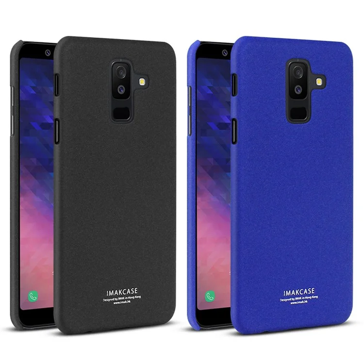 IMAK Cowboy Shell PC Case with Ring Stand + Screen Film for Samsung Galaxy A6+ (2018) - Matte Black