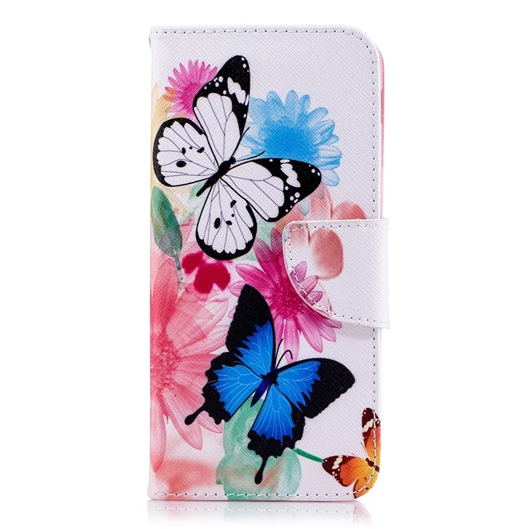 Pattern Printing PU Leather Wallet Phone Case for Samsung Galaxy A6 (2018) - Butterflies and Flowers
