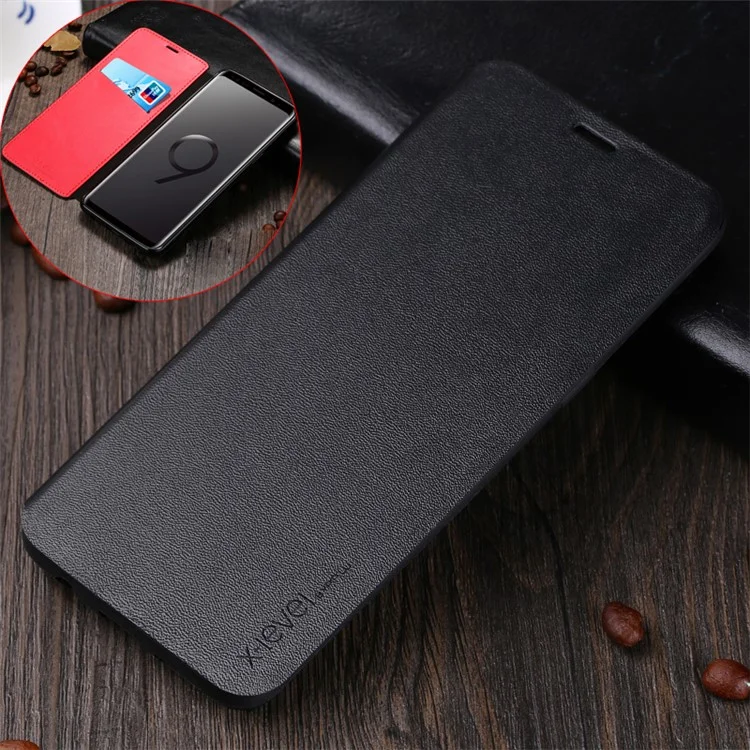 X-LEVEL Card Holder Leather Flip Case for Samsung Galaxy S9 G960 - Black