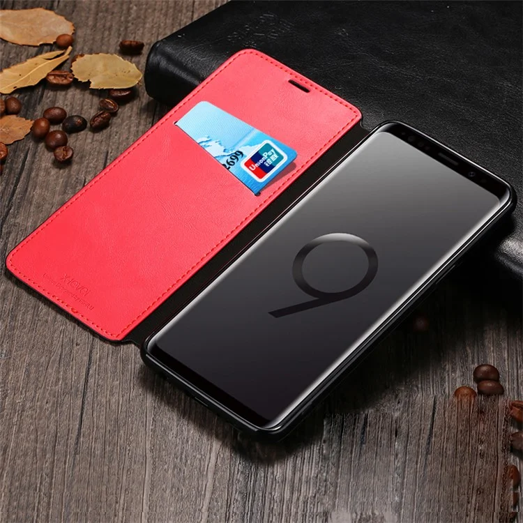 X-LEVEL Card Holder Leather Flip Case for Samsung Galaxy S9 G960 - Black