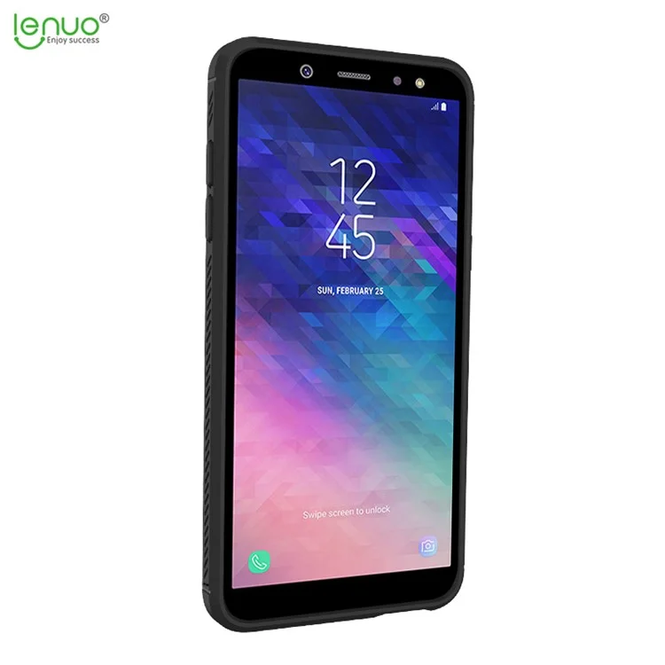 LENUO for Samsung Galaxy A6 (2018) Litchi Grain TPU Mobile Case - Black