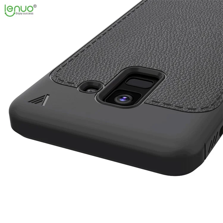 LENUO for Samsung Galaxy A6 (2018) Litchi Grain TPU Mobile Case - Black