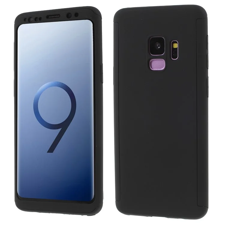 2-in-1 Full Protection PC Hard Case for Samsung Galaxy S9 G960 + Tempered Glass Screen Protector - Black