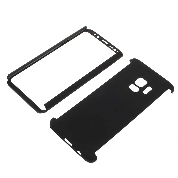 2-in-1 Full Protection PC Hard Case for Samsung Galaxy S9 G960 + Tempered Glass Screen Protector - Black
