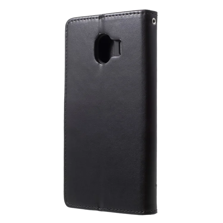Imprint Butterfly Flower Leather Wallet Phone Cover for Samsung Galaxy J4 (2018) - Black