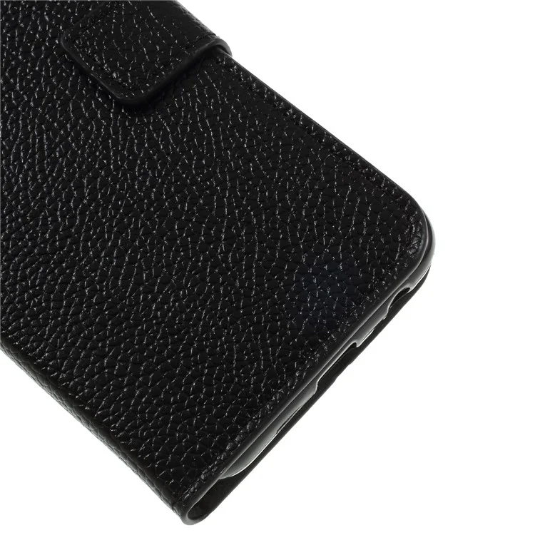 Litchi Grain PU Leather Stand Wallet Phone Case for Samsung Galaxy J6 (2018) - Black