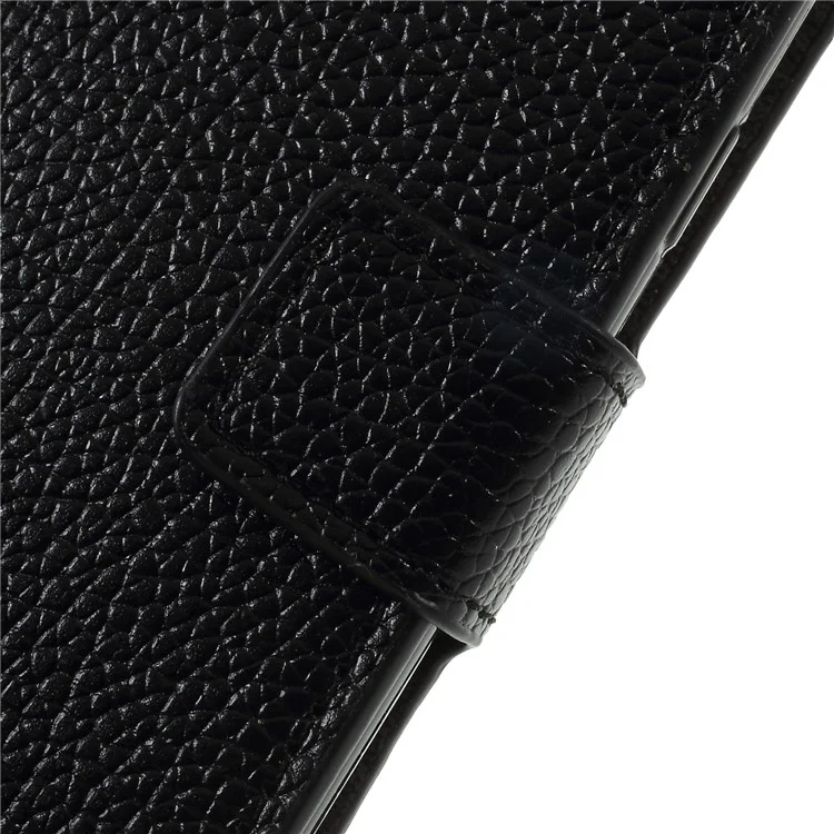 Litchi Grain PU Leather Stand Wallet Phone Case for Samsung Galaxy J6 (2018) - Black