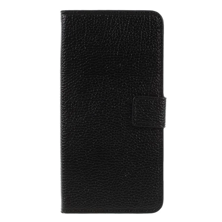 Litchi Grain PU Leather Stand Wallet Phone Case for Samsung Galaxy J4 (2018) - Black