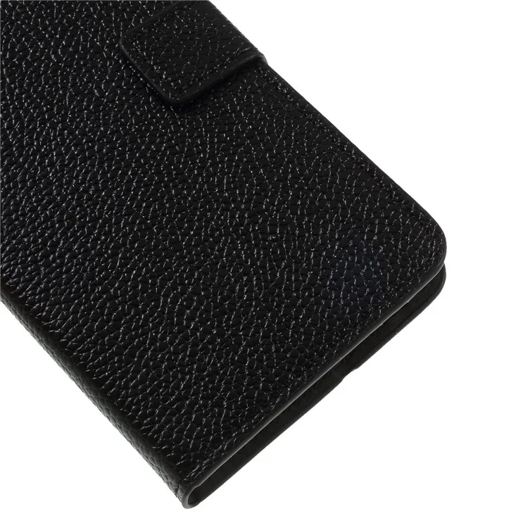 Litchi Grain PU Leather Stand Wallet Phone Case for Samsung Galaxy J4 (2018) - Black