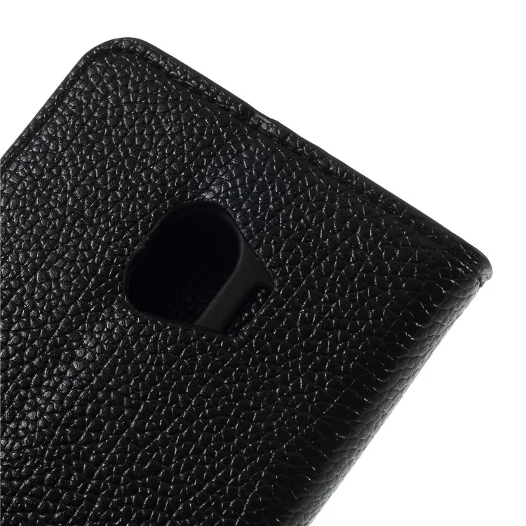 Litchi Grain PU Leather Stand Wallet Phone Case for Samsung Galaxy J4 (2018) - Black