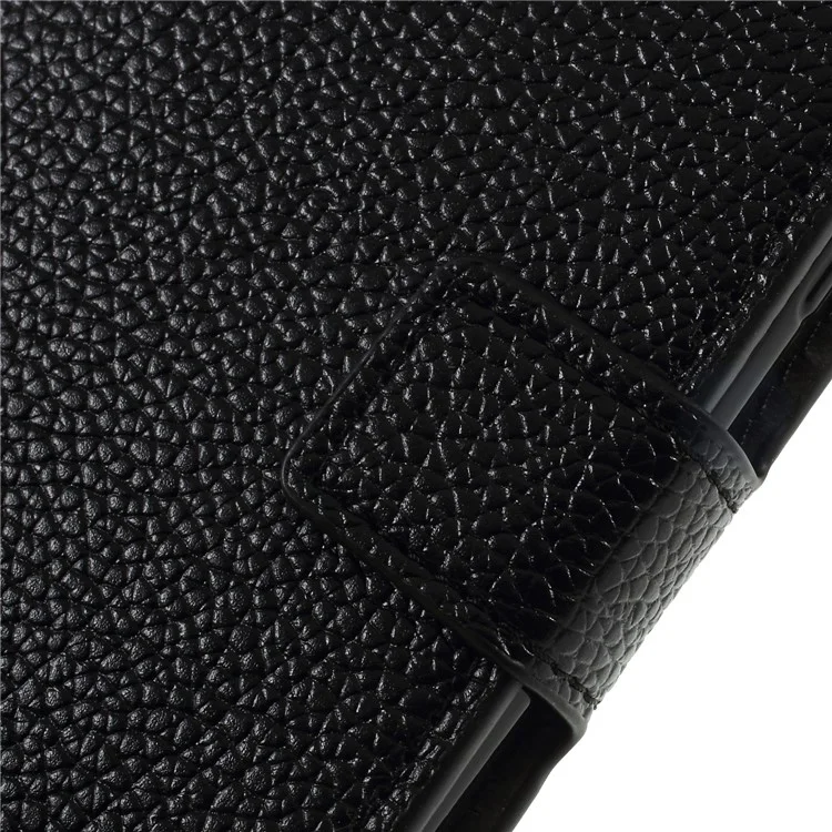 Litchi Grain PU Leather Stand Wallet Phone Case for Samsung Galaxy J4 (2018) - Black