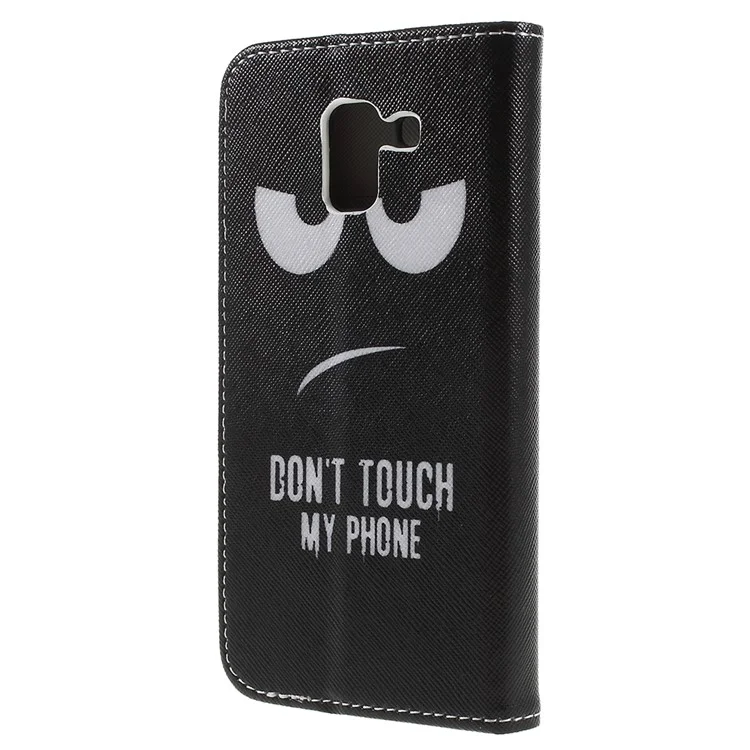 Pattern Printing Wallet Stand Flip Leather Phone Cover for Samsung Galaxy J6 (2018) - Do Not Touch My Phone