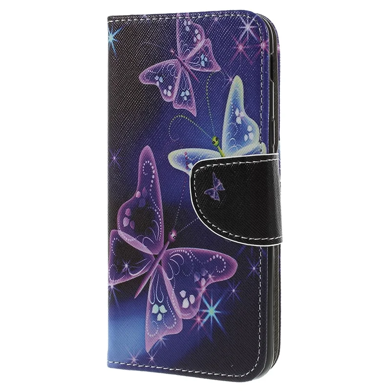 Folia z portfelem z motywem pięknego motyla, z tworzywa sztucznego, z podstawką, osłona dla Samsung Galaxy J6 (2018)