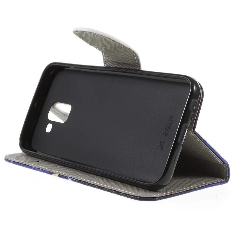 Folia z portfelem z motywem pięknego motyla, z tworzywa sztucznego, z podstawką, osłona dla Samsung Galaxy J6 (2018)