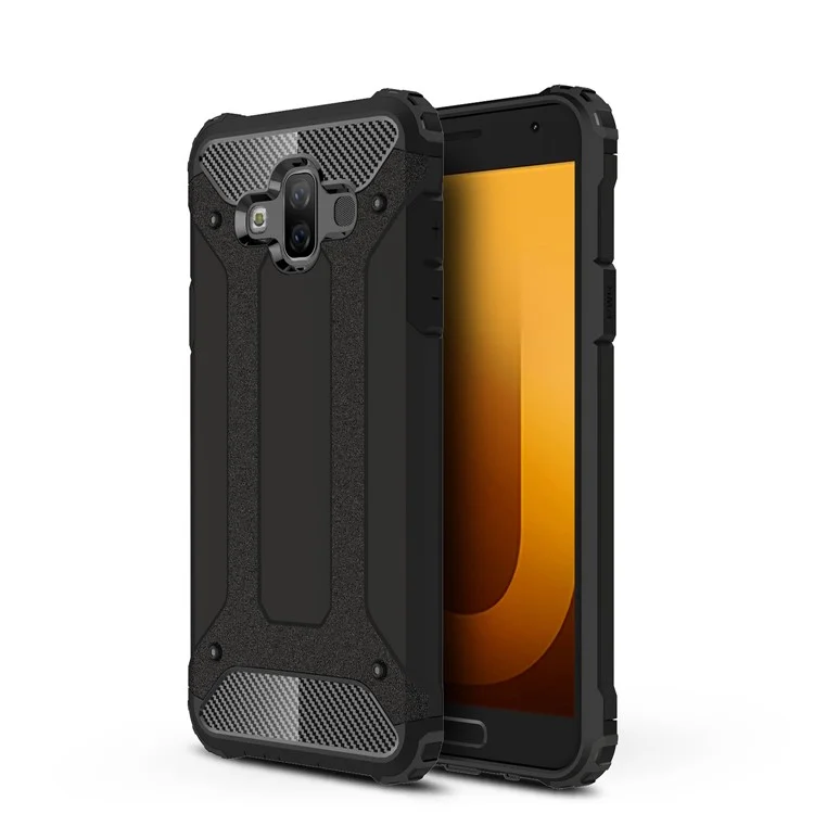 Armor Guard Plastic + TPU Hybrid Back Case for Samsung Galaxy J7 Duo - Black