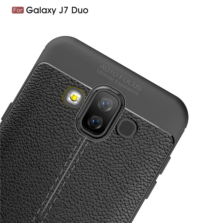 Litchi Texture TPU Gel Phone Case for Samsung Galaxy J7 Duo - Black