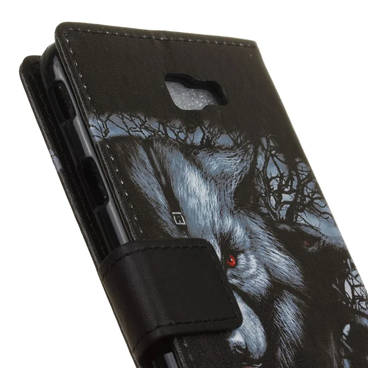 Patterned Leather Wallet Stand Case for Samsung Galaxy J7 Prime 2 / J7 Prime (2018) - Wolf Pattern