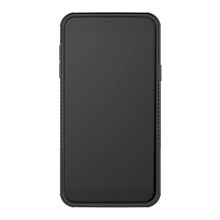 2-in-1 Tyre Pattern PC + TPU Hybrid Case with Kickstand for Samsung Galaxy J7 Duo - Black