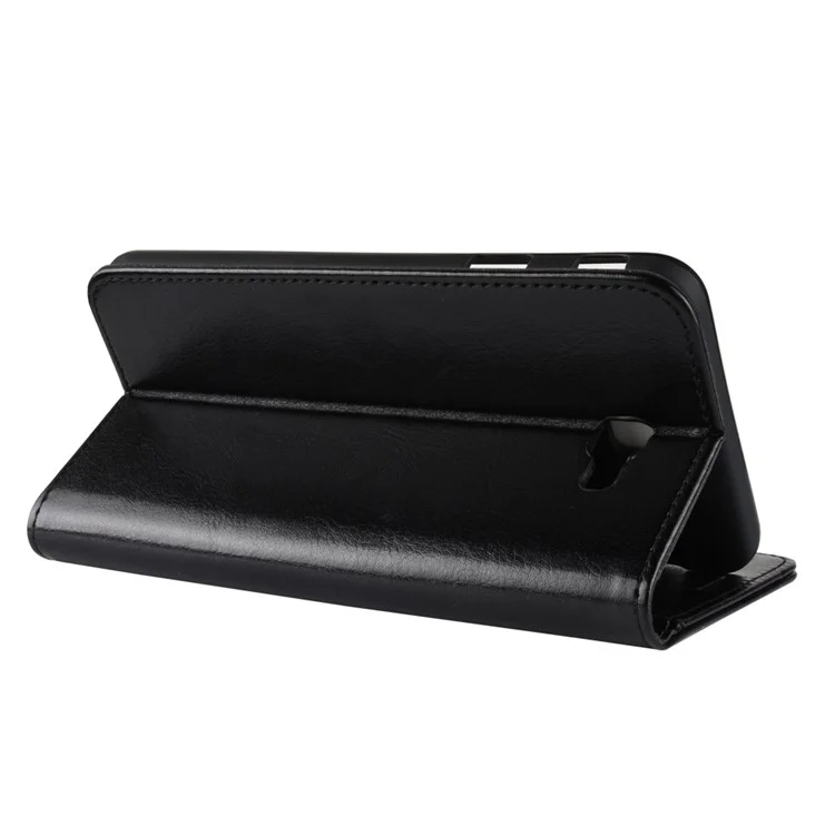 Crazy Horse Magnetic Stand Wallet Leather Mobile Phone Case for Samsung Galaxy J7 Prime 2/J7 Prime (2018) - Black