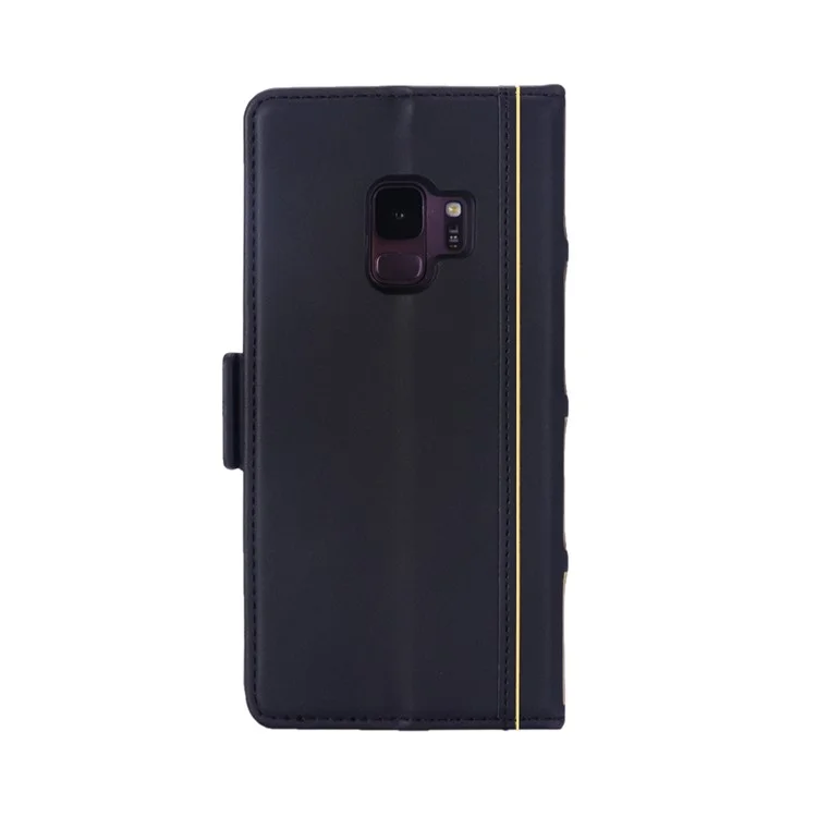 Book Style Removable TPU Back Shell + Leather Wallet Case for Samsung Galaxy S9 SM-G960 - Black