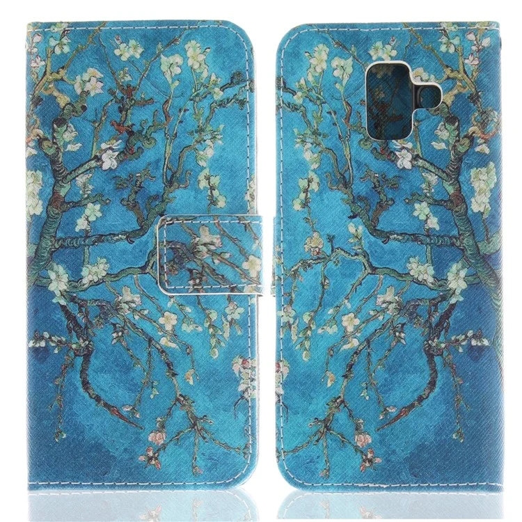 Patrón de Impresión Case de Carcasa de Billetera de Cuero Para Samsung Galaxy A6 (2018) - Árbol de Almendras en Flor