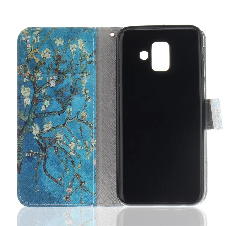 Patché à Imprimer Case de Coque en Cuir Pour Samsung Galaxy A6 (2018) - Arbre Aux Amandes en Fleur