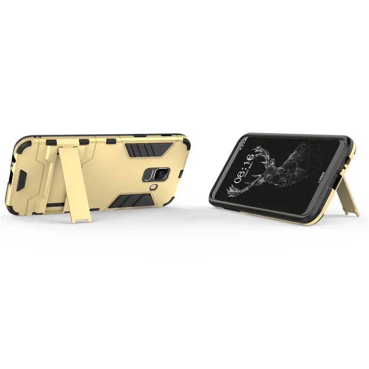 Plastic + TPU Hybrid Shell with Kickstand for Samsung Galaxy A6+ (2018) - Gold
