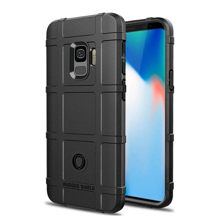 Rugged Shield Series Soft Silicone Shock Absorption Matte Mobile Phone Case Accessory for Samsung Galaxy S9 G960 - Black