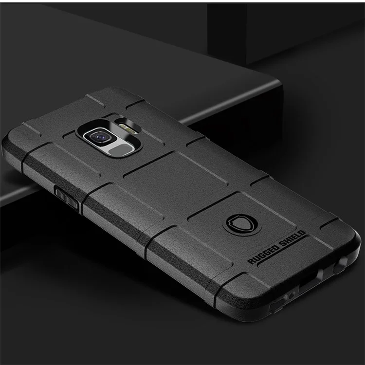 Rugged Shield Series Soft Silicone Shock Absorption Matte Mobile Phone Case Accessory for Samsung Galaxy S9 G960 - Black