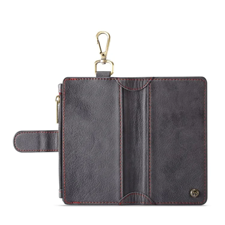 CASEME for Samsung Galaxy S9 SM-G960 Metal Clip Wallet Retro Split Leather Mobile Cover + Detachable Inner Case - Black