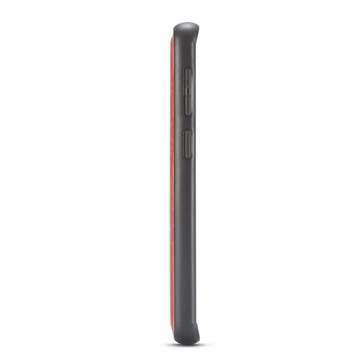 CASEME H3 Samsung Galaxy S9 G960 PU Leather Coated PC TPU Hybrid Case with Detachable Ring Kickstand - Red