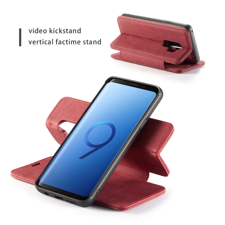 CASEME H2 Han Series Detachable 2-in-1 Leather Phone Case Stand for Samsung Galaxy S9+ SM-G965 - Red