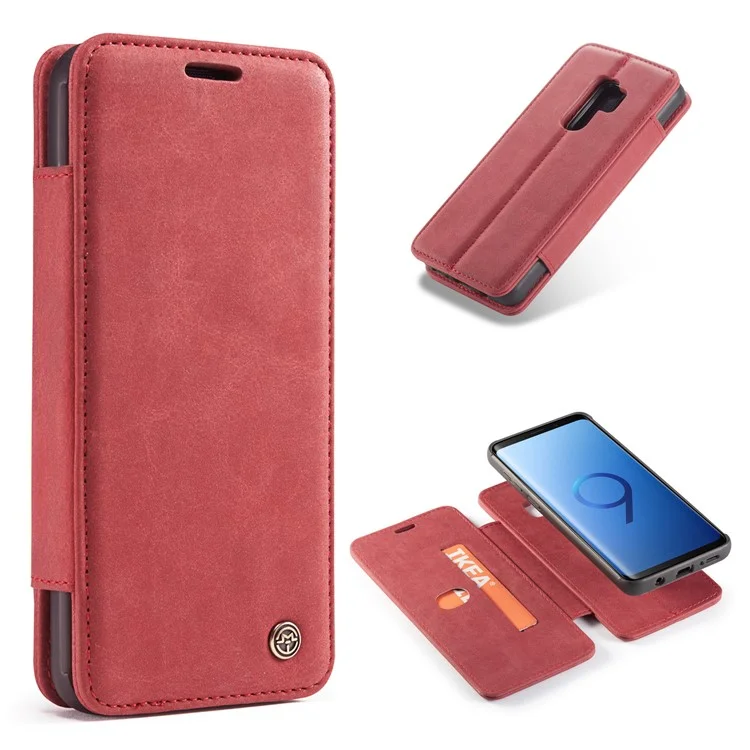 CASEME H2 Han Series Detachable 2-in-1 Leather Phone Case Stand for Samsung Galaxy S9+ SM-G965 - Red