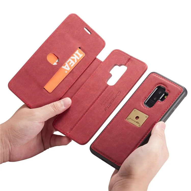 CASEME H2 Han Series Detachable 2-in-1 Leather Phone Case Stand for Samsung Galaxy S9+ SM-G965 - Red