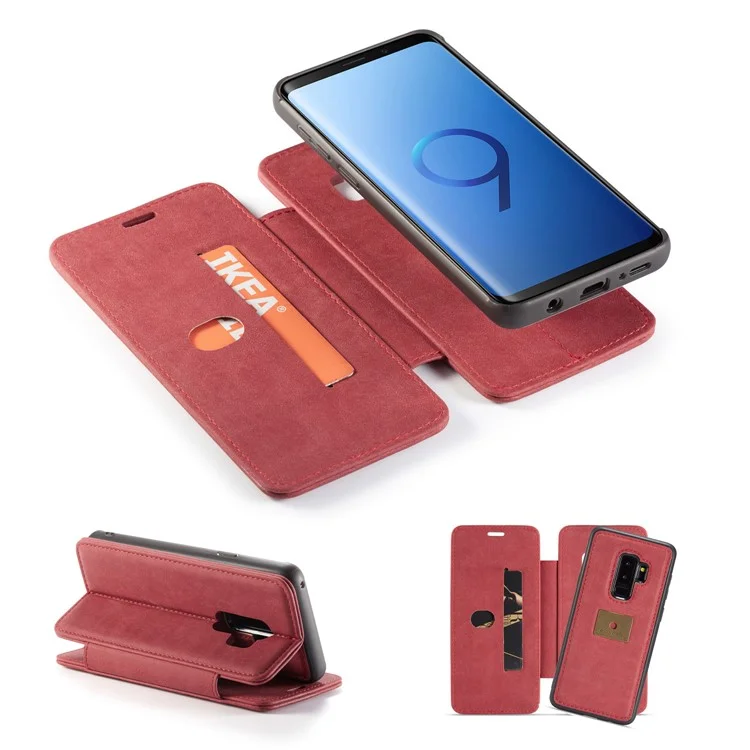 CASEME H2 Han Series Detachable 2-in-1 Leather Phone Case Stand for Samsung Galaxy S9+ SM-G965 - Red