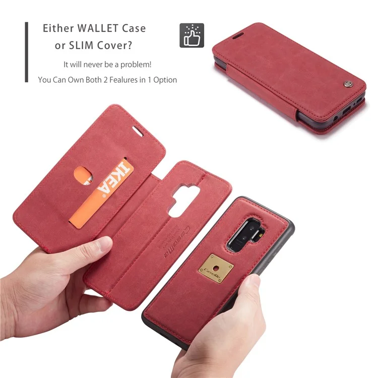 CASEME H2 Han Series Detachable 2-in-1 Leather Phone Case Stand for Samsung Galaxy S9+ SM-G965 - Red