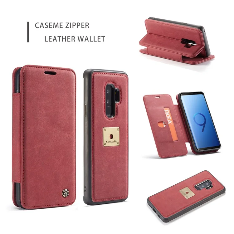 CASEME H2 Han Series Detachable 2-in-1 Leather Phone Case Stand for Samsung Galaxy S9+ SM-G965 - Red