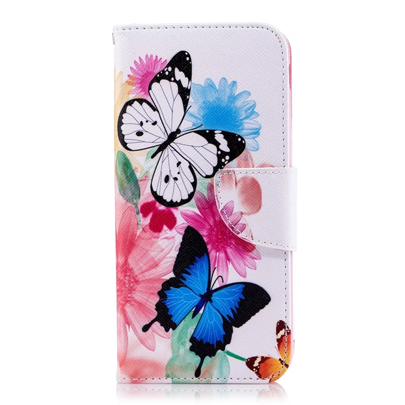 Pattern Printing Leather Wallet Case for Samsung Galaxy J6 (2018) - Vivid Butterflies