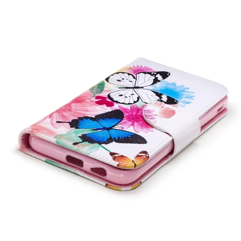Pattern Printing Leather Wallet Case for Samsung Galaxy J6 (2018) - Vivid Butterflies