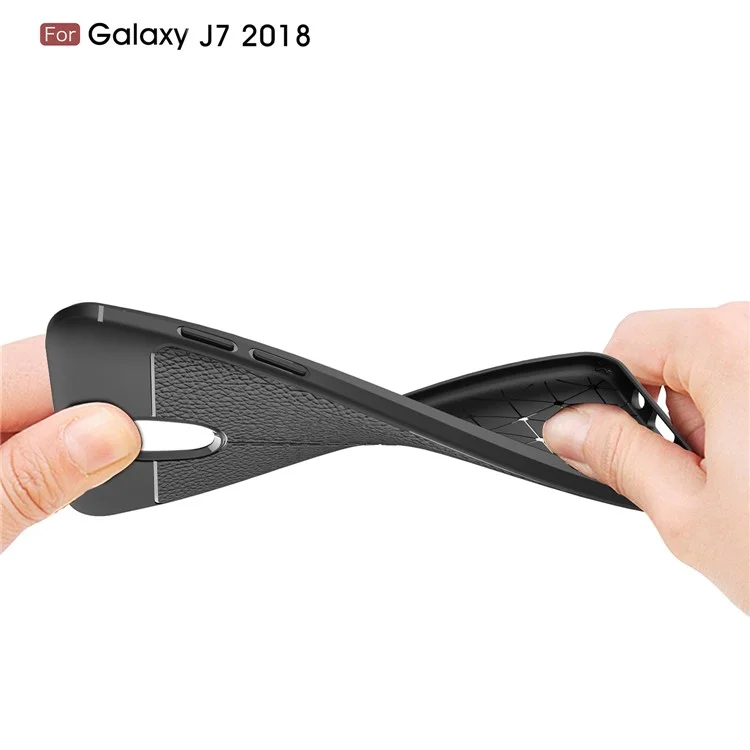 Litchi Texture TPU Case for Samsung Galaxy J7 (2018) J737 - Black