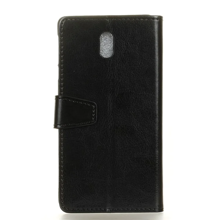 Crazy Horse Leather Wallet Case for Samsung Galaxy J3 (2018) / J3 Star - Black