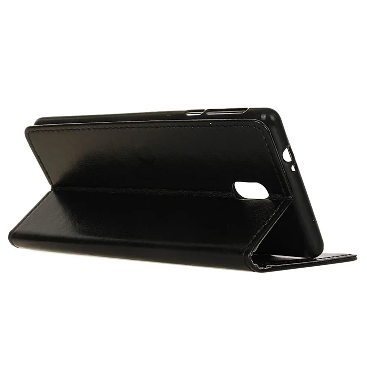 Crazy Horse Leather Wallet Case for Samsung Galaxy J3 (2018) / J3 Star - Black