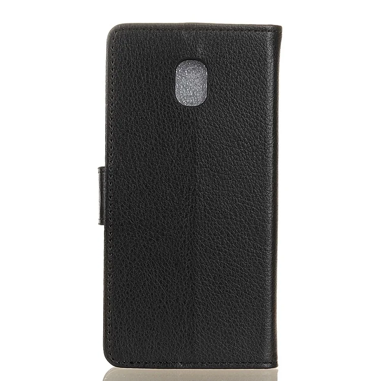 Litchi Skin Wallet Leather Stand Case for Samsung Galaxy J3 (2018) / J3 Star - Black