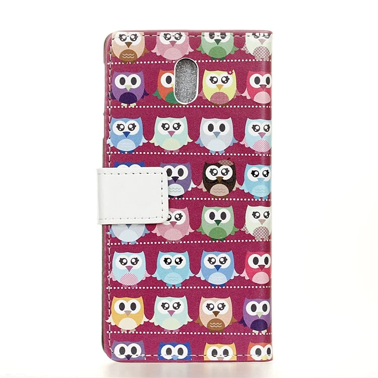 Pattern Printing Multiple Owls Leather Wallet Case for Samsung Galaxy J3 (2018) / J3 Star - Purple Background