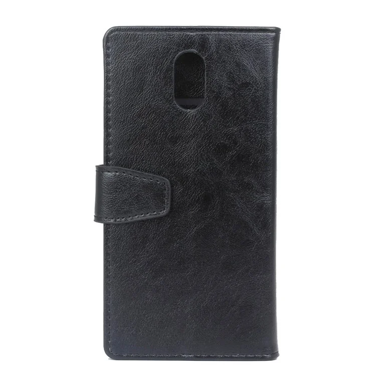 Crazy Horse Flip Wallet Leather Stand Case for Samsung Galaxy J7 (2018) J737 - Black