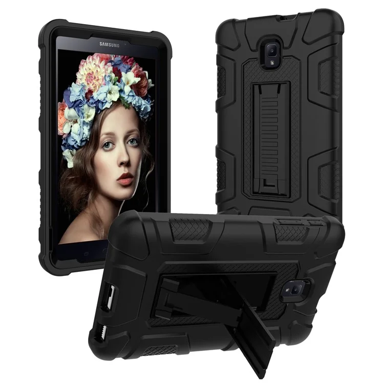 Shock-proof Hybrid Silicone + PC Protective Case with Kickstand for Samsung Galaxy Tab A 8.0 (2017) T380/T385 - All Black