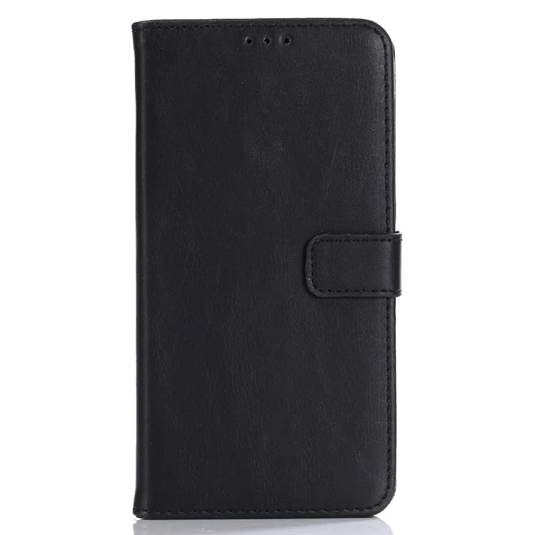 For Samsung Galaxy J4 (2018) Retro Style Crazy Horse PU Leather Wallet Phone Case - Black