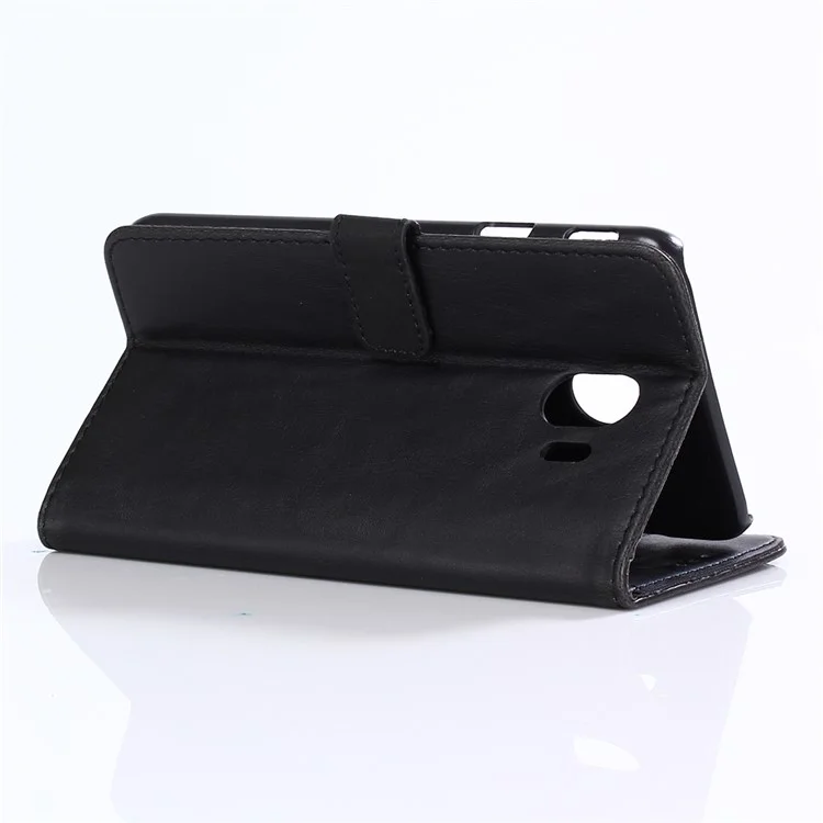 For Samsung Galaxy J4 (2018) Retro Style Crazy Horse PU Leather Wallet Phone Case - Black
